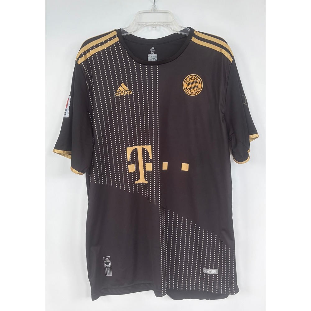 Adidas FC Bayern Munchen 21-22 Away Jersey Lewandowski 9 Black Gold Mens 3XL EUC